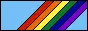 A rainbow diagonal stripes on a light blue background